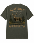 Clay Road Outfitters Old Eight Tee – Moss Green Deer Hunting Graphic Shirt