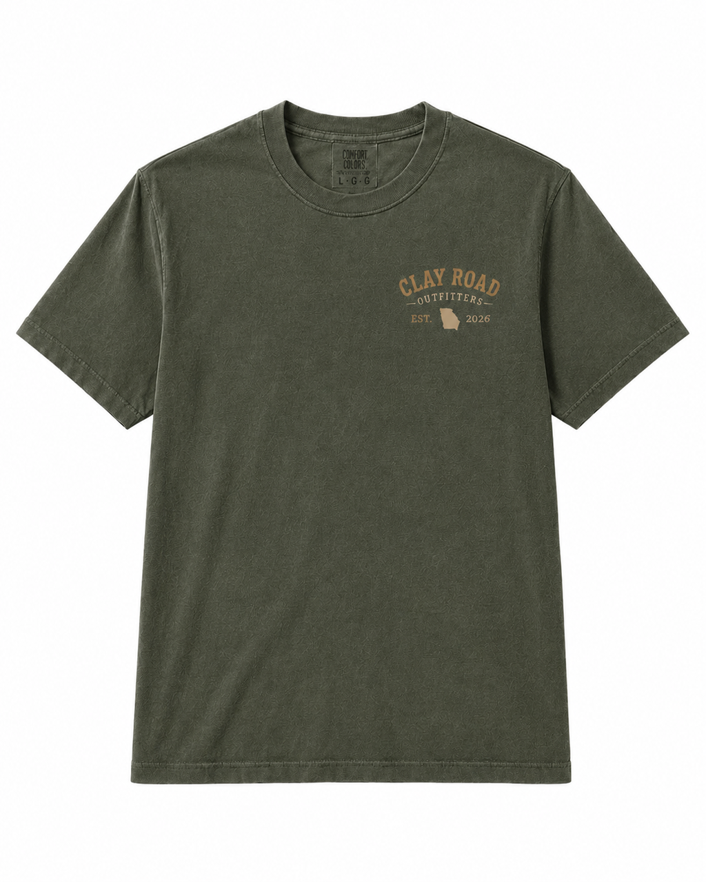 Clay Road Outfitters Old Eight Tee – Moss Green Deer Hunting Graphic Shirt